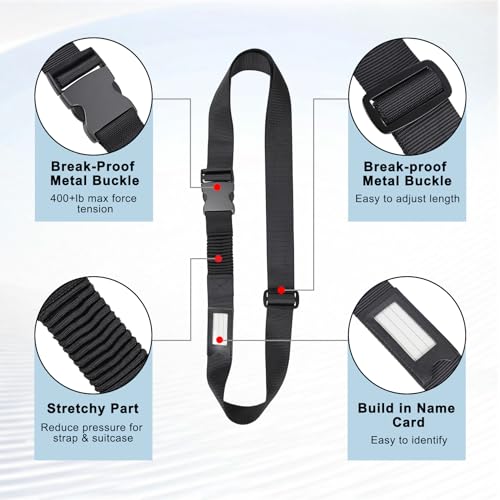 Luggage Straps for Suitcases, Stretchable TSA Approved Suitcase Straps, Heavy Duty Metal Buckle Luggage Attachment Belt Travel Accessories, Adjustable 72" Long (1)4