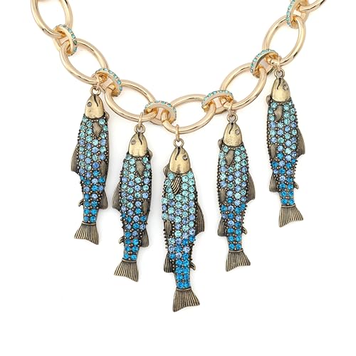 Betsey Johnson Women's Mermaid Jewels Fish Charm Bib Necklace2