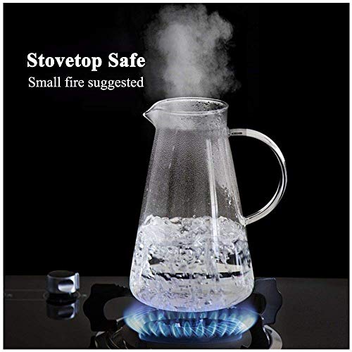 Image of 1800 ML Water Juice Jug Pot, Borosilicate Glass, Stainless Steel Air Tight Cap, Transparent Borosilicate Glass (Pack of 1)