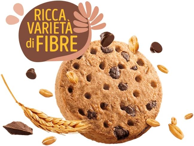 Misura Fibrextra Biscotti Integrali con Gocce di Cioccolato Fondente | Ricchi di Fibre | Farina Integrale da Filiera Italiana | Confezione in Carta Certificata FSC | 6 Porzioni da 6 Biscotti. Gocce di Cioccolato - Monoporzione - Immagine 2