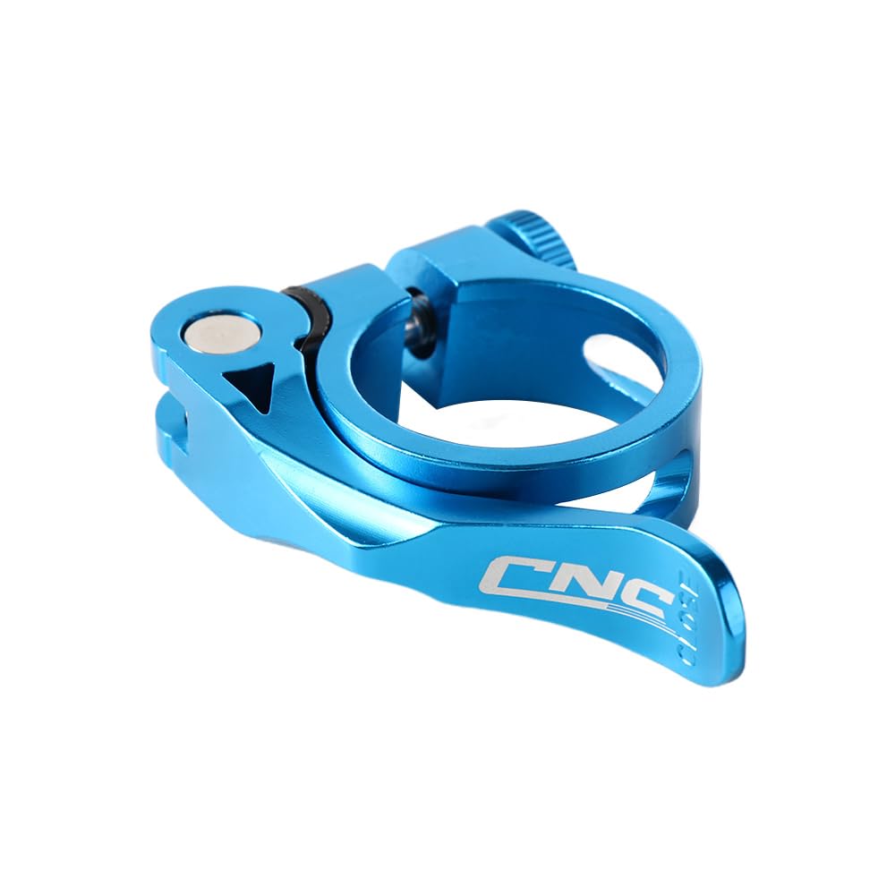 Aluminium Alloy Bike Seat Tube Clamp, 31.8mm & 34.9mm, Adjustable Quick Release (Blue)