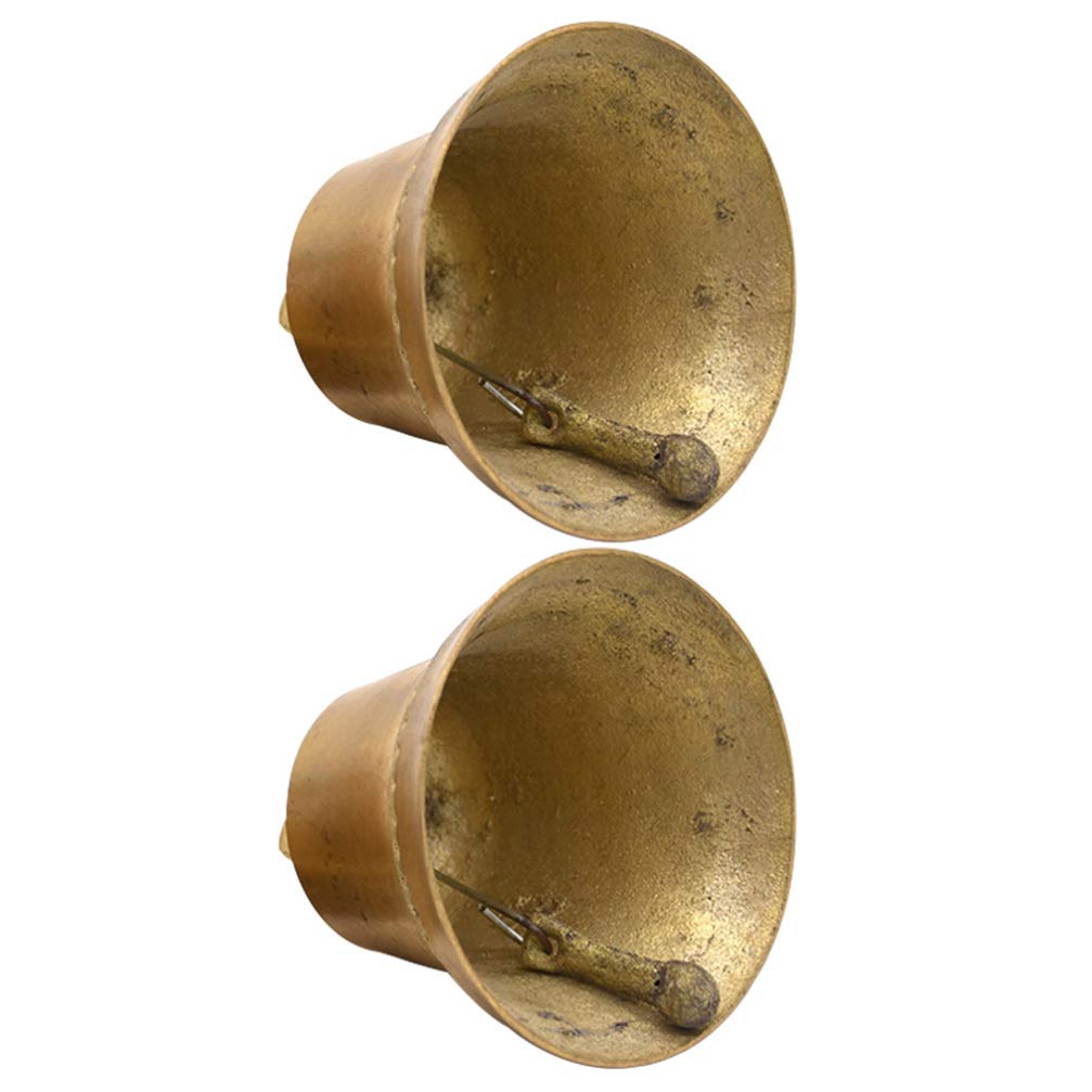 EXCEART 2pcs Vintage Copper Bell Pendants Decorative Wind Chime Ornaments for Home Decor Crisp Sound Resonance Lightweight Hanging Craft Bells