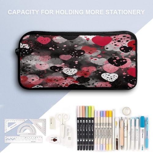 Black Polka Dot Heart 3pcs Lightweight Travel Backpack Printed Backpack With Lunch Pack Storage Box Case4