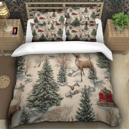 Housse de couette Noël 140x200 microfibre forêt - 5