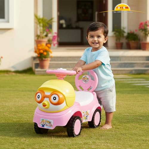 Image of Toy Zone Duck Pilot Baby Ride on Car for Kids, Toddlers Push Ride Baby Kids Car with Backrest, Push Ride on Toy with Music, Under Seat Storage, 2 to 5 Years (Pink)