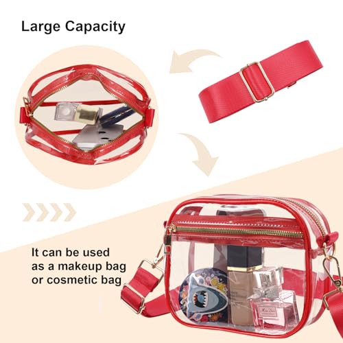 Image of Fibrdoo Clear Bag Stadium Approved, Leather Clear Crossbody Purse Bag for Concerts Sports Events Festivals
