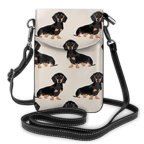 Women Men Girls Boys Wiener Dog Fabric Doxie Dachshund Weiner Dog Pet Dogs Small Crossbody Purse Cell Phone Pouch Mini Tote Shoulder Bag For Travel Work Shopping Walking Dating Outdoor