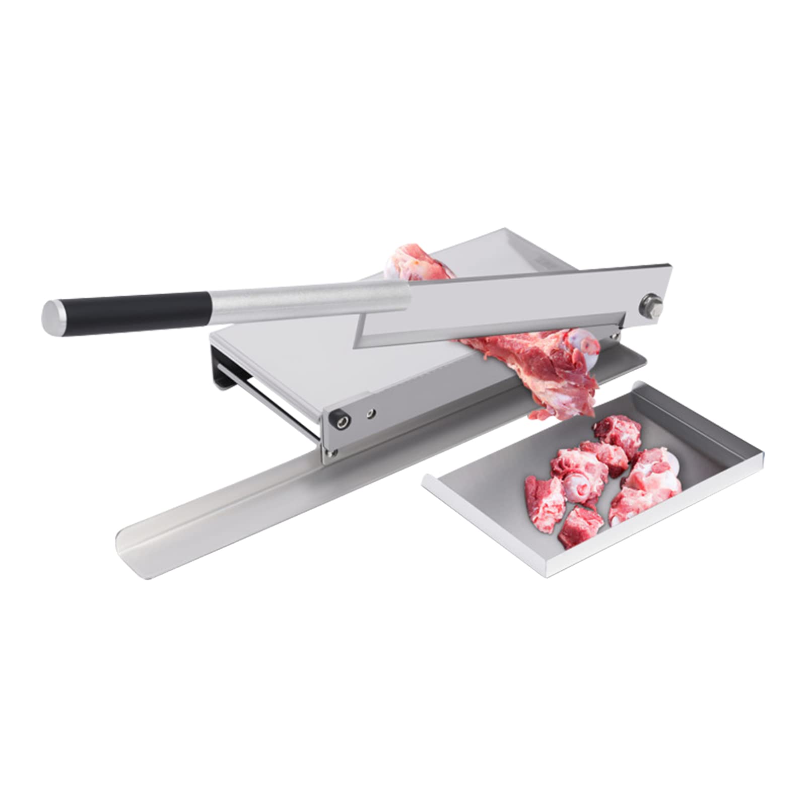 DNYSYSJ Manual Meat Bone Cutter, Silver, Stainless Steel Blade, 16 Inch, Heavy Duty Meat Cutting Machine for Pork, Mutton, Beef Slicing Machine for Home Use