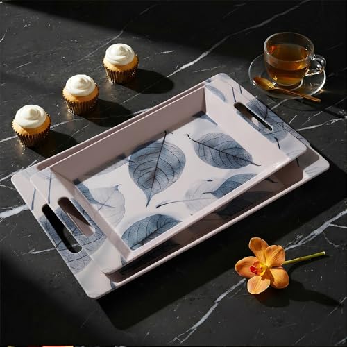 Image of U.P.C Serving Tray Set of 2 / Tray Set for Serving Premium Printed Tray for Serving /Multi-Use Serving Plate (Small, Medium)