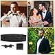 FAVOMOTO Kummerbund Einstecktuch Schwarze Feierliche - 3er Set Herren Kummerbund Fliege Einstecktuch Fliege Schwarz Herren Schwarze Fliege Fliege Schwarz für Feierliche Anlässe Herren Kummerbund
