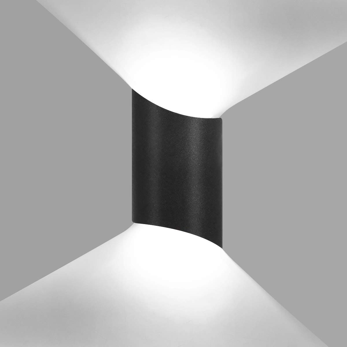 Applique Murale SANSHI 10W IP65 - Noir - Éclairage Up/Down Moderne Intérieur/Extérieur