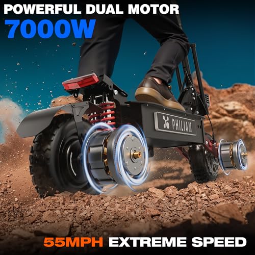 PHILIAM Electric Scooter (Red) - 7000W Motor, 55 MPH Top Speed, 70 Mile Range - Image 2