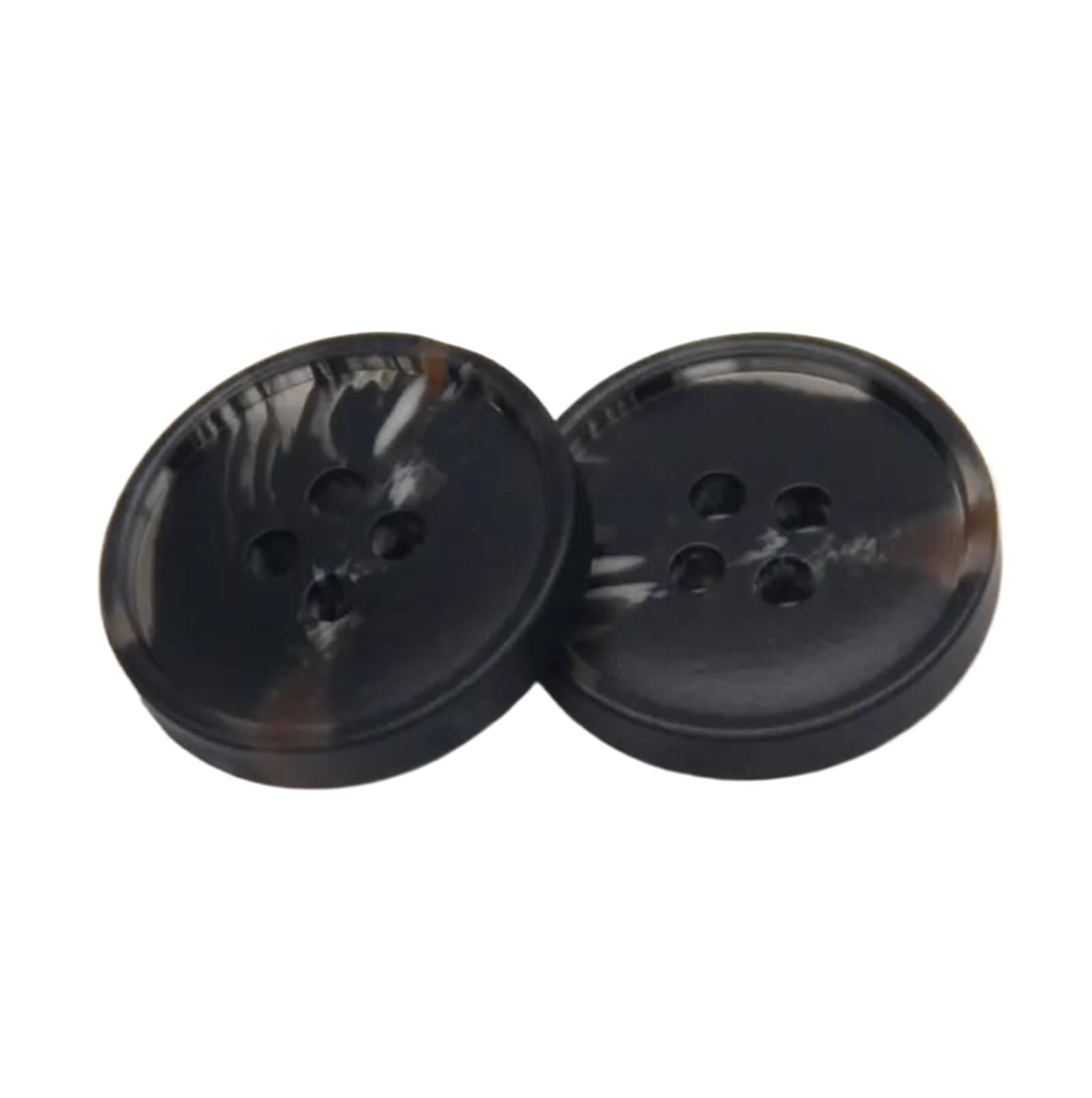 15mm 20mm Round Resin Horn Pattern Black Buttons, Black, 20mm 30pcs — image 1