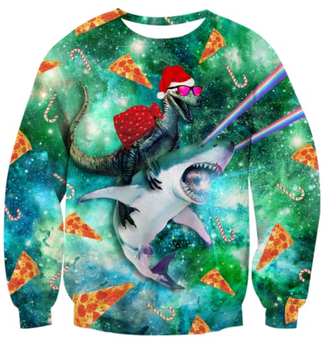 Idgreatim Unisex Ugly Christmas Crewneck Sweatshirt Novelty 3D Graphic Long Sleeve Sweater Shirt