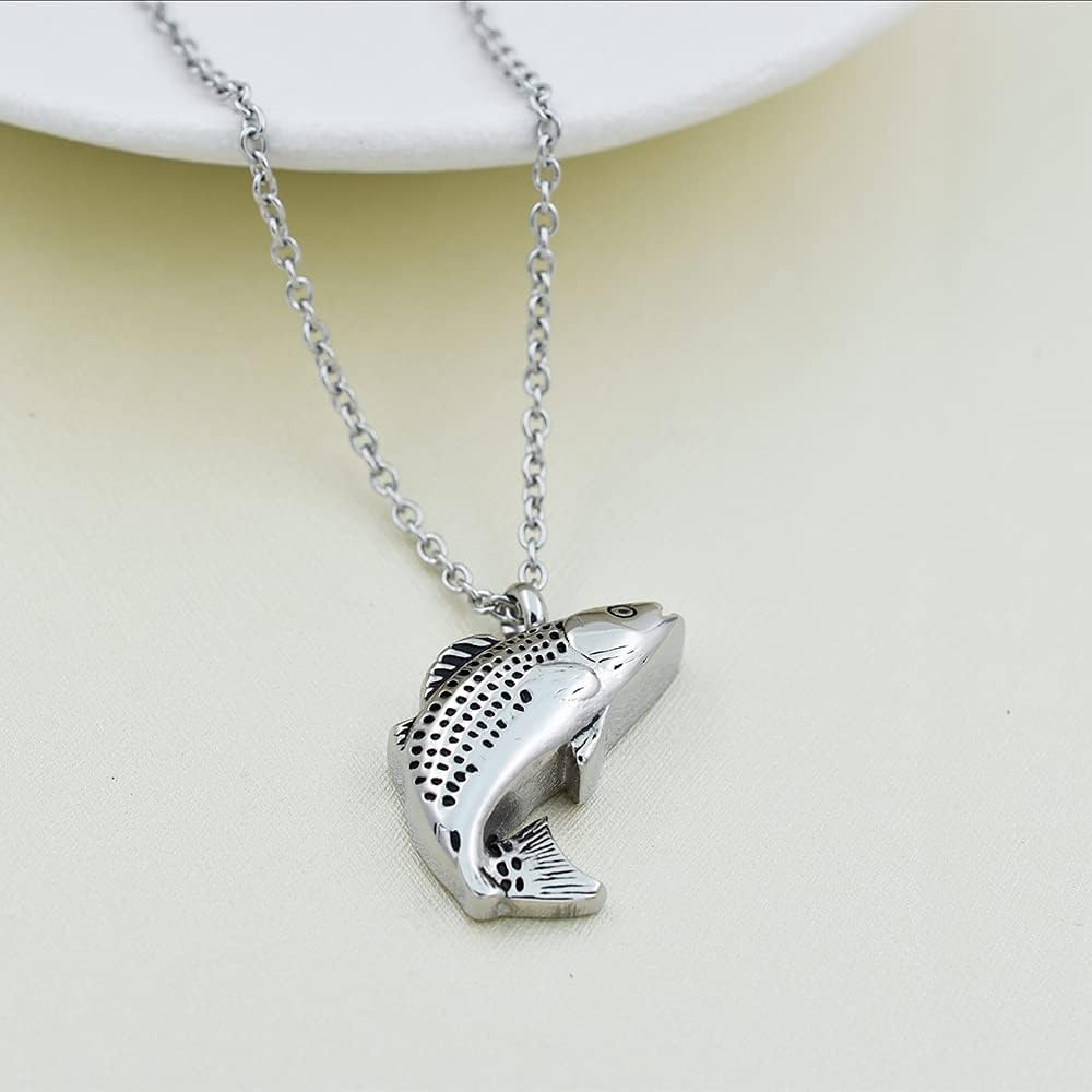 Fish Shape Cremation Jewelry for Ashes Stainless Steel Memorial Urn Necklace for Women Men Keepsake Jewelry Gift - Image 2