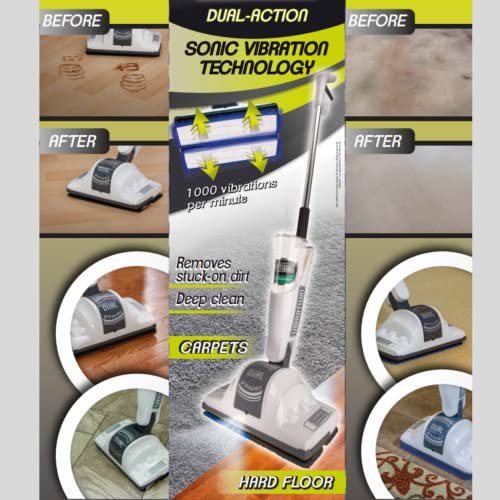 VibraTwin Bodenreiniger für Reinigung und Pflege von Fußböden, Dampfbesen drahtlos verkabelt, Reinigt, reibt, poliert, verjüngt und regeneriert alle Ihre Böden, Bodenwischer, Wischmopp, Poliermaschine