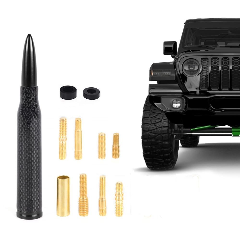 KARTONMOTOR Bullet Antenna for Chevy GMC Ford Jeep Dodge Toyota Truck SUV 1979-2023, 5.5" 50 Cal Universal Carbon Fiber Antenna