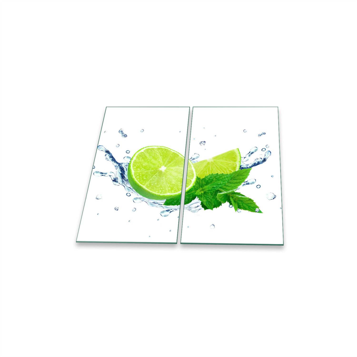 Herdabdeckplatte Abdeckung Ceranfeld Abdeckplatte Schneidebrett 2-Teilig 60x52 Lemon Grün Spritzschutz Glasplatte Ceranfeldabdeckung Schutz Herdschutz Sicherheitsglas Glasschneidebrett 2x30x52