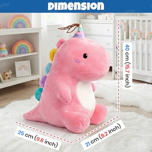 Image of Zest 4 Toyz Soft Toy for Girls (40 cm) Big Size | Cute Stuffed Animal Plush Toy | Baby Toys | Dragon Soft Toy Cuddly Teddy Bear for Kids | Birthday Gift for Girls - Pink