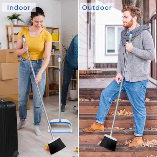 SONCAL Besen mit Kehrschaufel, Kombi-Set, 132,1 cm, aufrechte Kehrschaufeln mit langem Griff, Winkelbesen für Zuhause, Küche, Zimmer, Büro, Lobby, Reinigung, Grau – Bild 8
