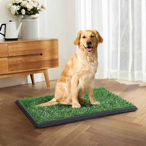 Image of Indoor Dog Potty Grass with Tray Large Reusable Dog Pee Grass Pad with Tray