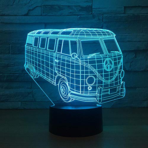 Preisvergleich Produktbild 3D-Illusionslampe führte Nachtlicht-Schulbuslichter bunte Acryllampe als Hauptdekorations-Lichter Kinder-Studentengeschenk mit USB-Kabel