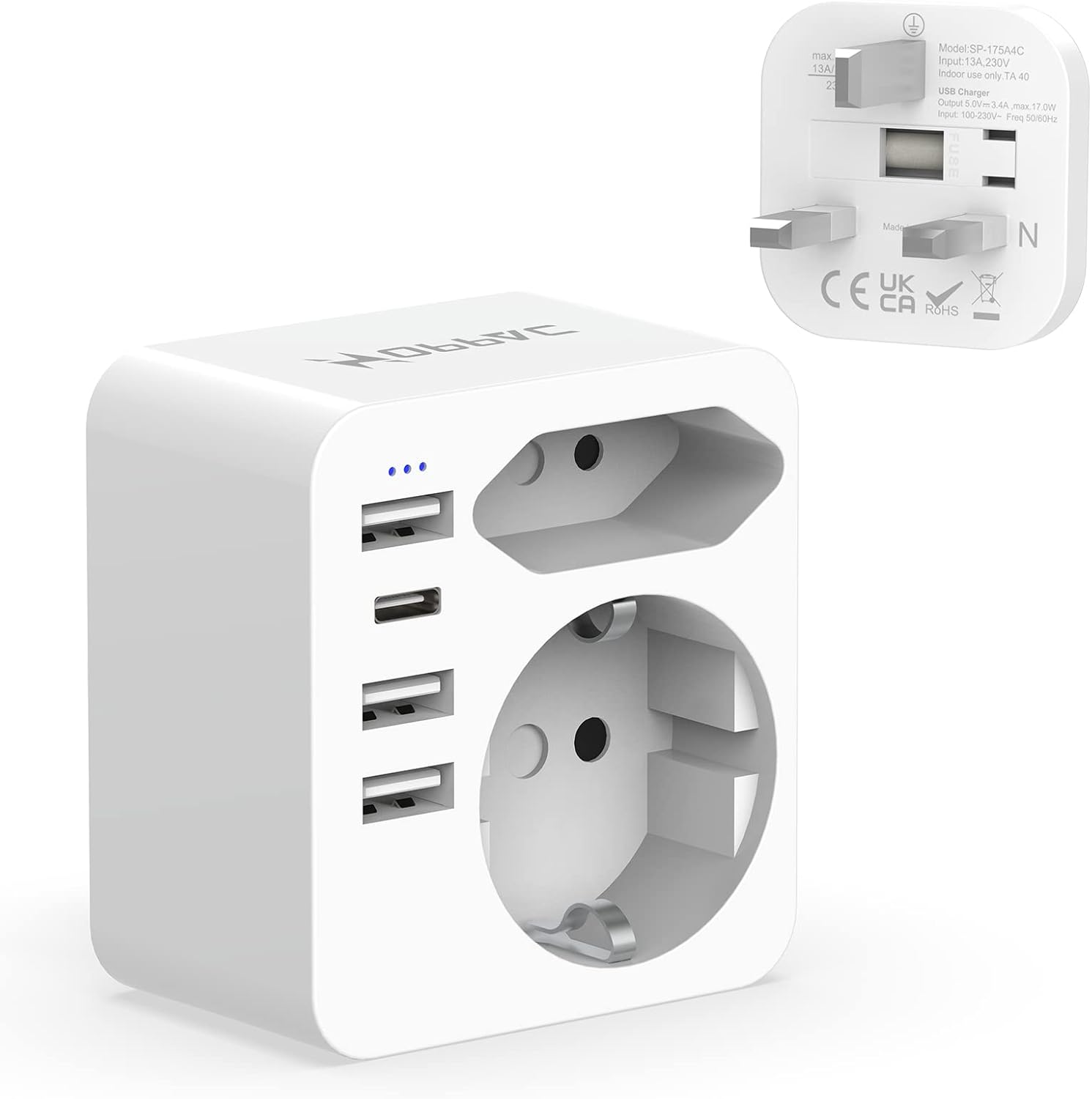 Hoppac Adaptateur Francais, France vers UK avec Prise Anglais European