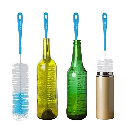 16" Long Bottle Brush Cleaner for Washing Wine, Beer, Swell, Decanter, Kombucha, Thermos, Glass Jugs and Long Narrow Neck Sport Bottles