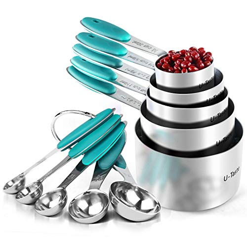 Image of U-Taste Measuring Cups Spoons Set, 18 /8 Stainless Steel, 10Pcs, Teal