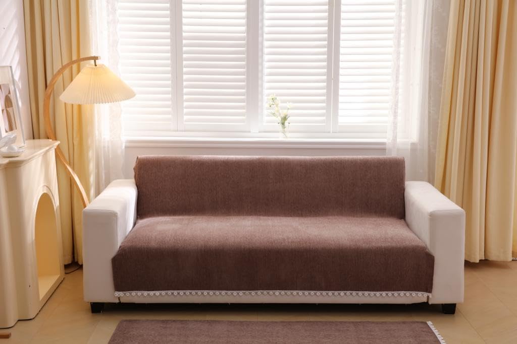 HOMETHREADS Chenille Fabric 1 Seater Couch/Sofa Covers | Luxurious Slipcover Solutions for Sofas, Armchairs, and Loveseats (Brown, 1 Seater Large | 90x180cm) (B0DF7M6XDP) Amazon Price History, Amazon Price Tracker