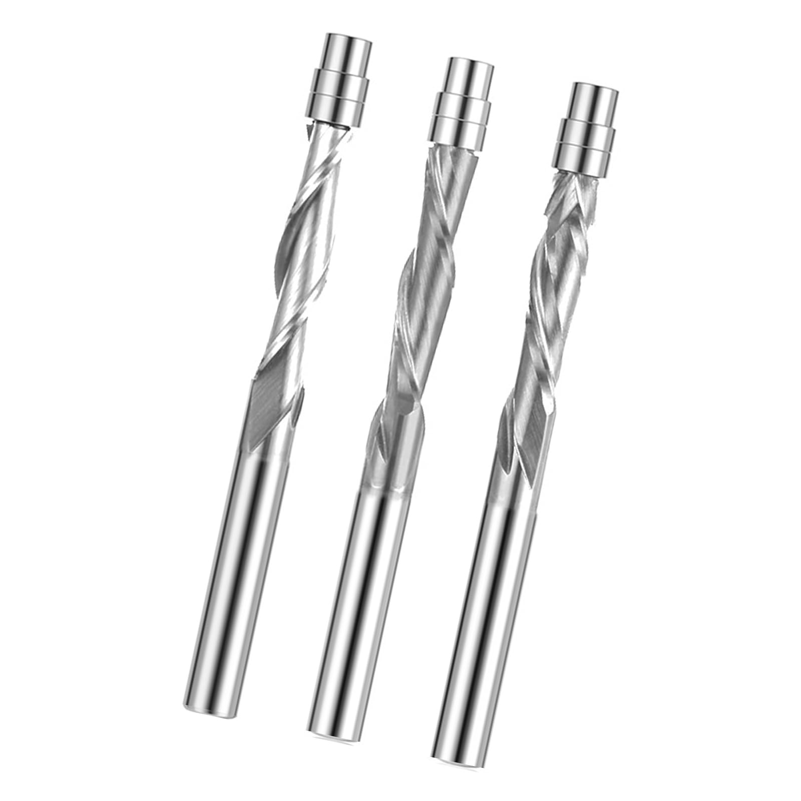 Rgybao Three Pieces Set Alloy Spirals Trimming Router Bit Flush Cutter Double Flutes Enhances Chip Removal And Heat Dissipation For Extended Use Spirals Router Bit