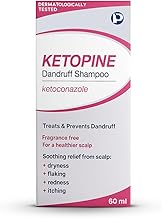 Ketopine Ketoconazole 2% Medicated Shampoo, Clinically Proven Anti-Dandruff Treatment for Dry, Flaky, Itchy Scalp, Seborrheic Dermatitis & Psoriasis, 60ml