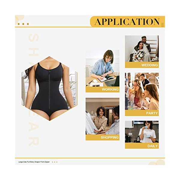 FeelinGirl-Women-Shapewear-Bodysuit-Tummy-Control-Fajas-Body-Shaper-for-Women-with-Zipper FeelinGirl Fajas Colombians Shapewear for Women Tummy Control Post Surgery Compression Garment Black XL