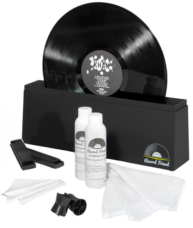 Big Fudge Vinyl Record Cleaning Kit for Vinyl Records - Includes Cleaning Machine & Vinyl Record Cleaning Care Solution - Microfiber Cloth & Rack for Record Player Accessories