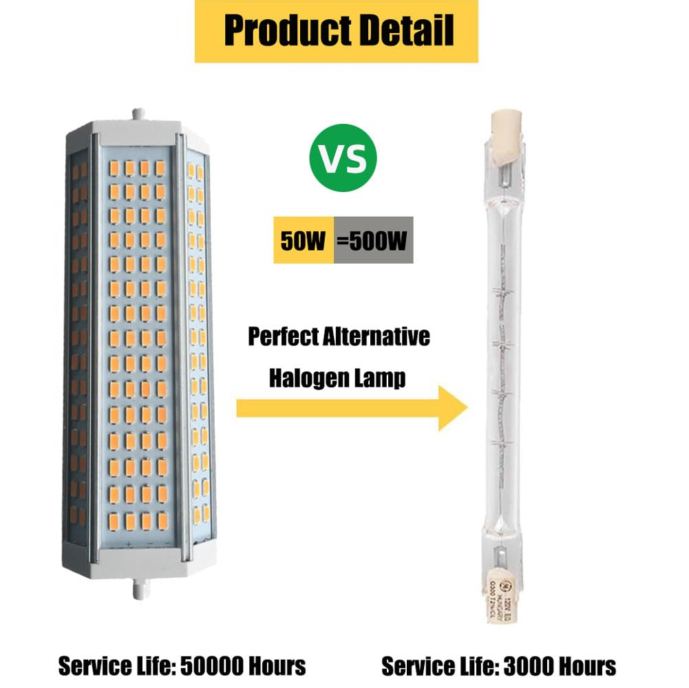 189mm dwustronne żarówki LED typu J 50W R7S 189mm lampa LED (wymiana żarówki halogenowej 500W J189), żarówki LED SMD 5630 żarówka wbudowany wentylator chłodzący