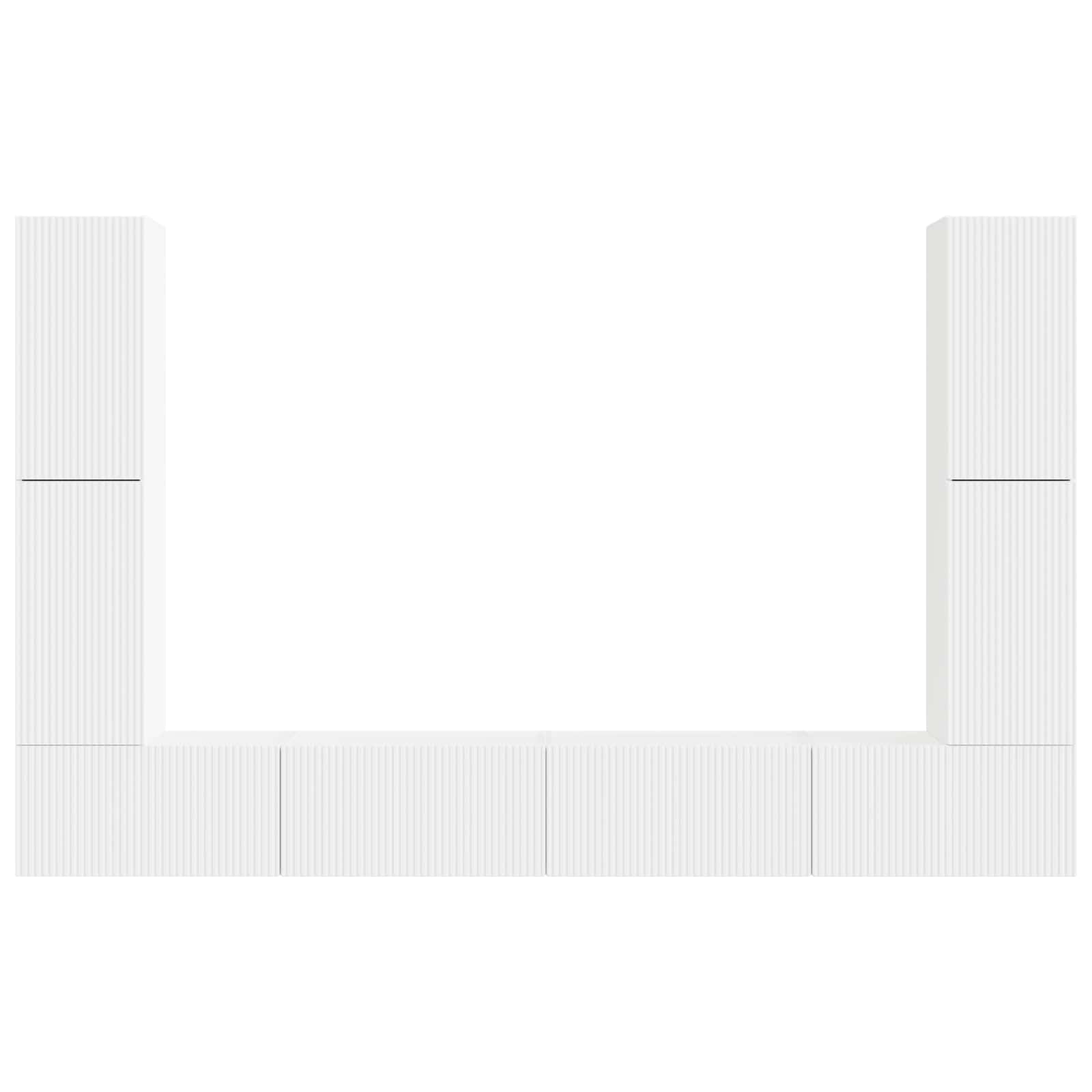 Set Mobile TV 8 Pezzi Bianco Legno Multistrato 31x30x60 Cm | 8 Pezzi, 4 Da 31x30x60 Cm E 4 Da 60x31x29,5 Cm, Armadio TV Con Scomparti E Cassetti, Per Soggiorno
