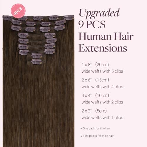 Image of GOO GOO Clip in Hair Extensions Real Human Hair Brown Remy Extensions