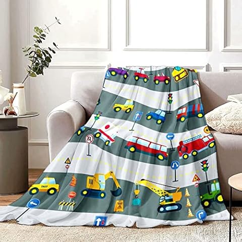 Soft Cartoon Cars Throw Blanket for Kids Cover