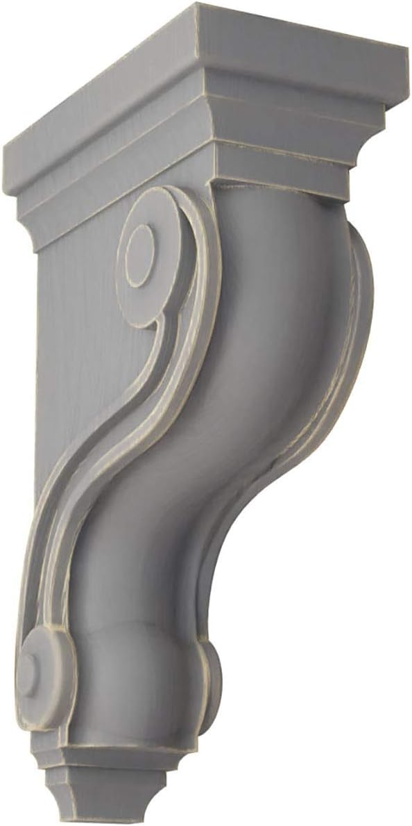 Ekena Millwork CORWD03X06X10TSRD Boston Traditional Scroll Vintage Decor Corbel 3 3/8"W x 6 1/2"D x 10 1/2"H Salvage Red