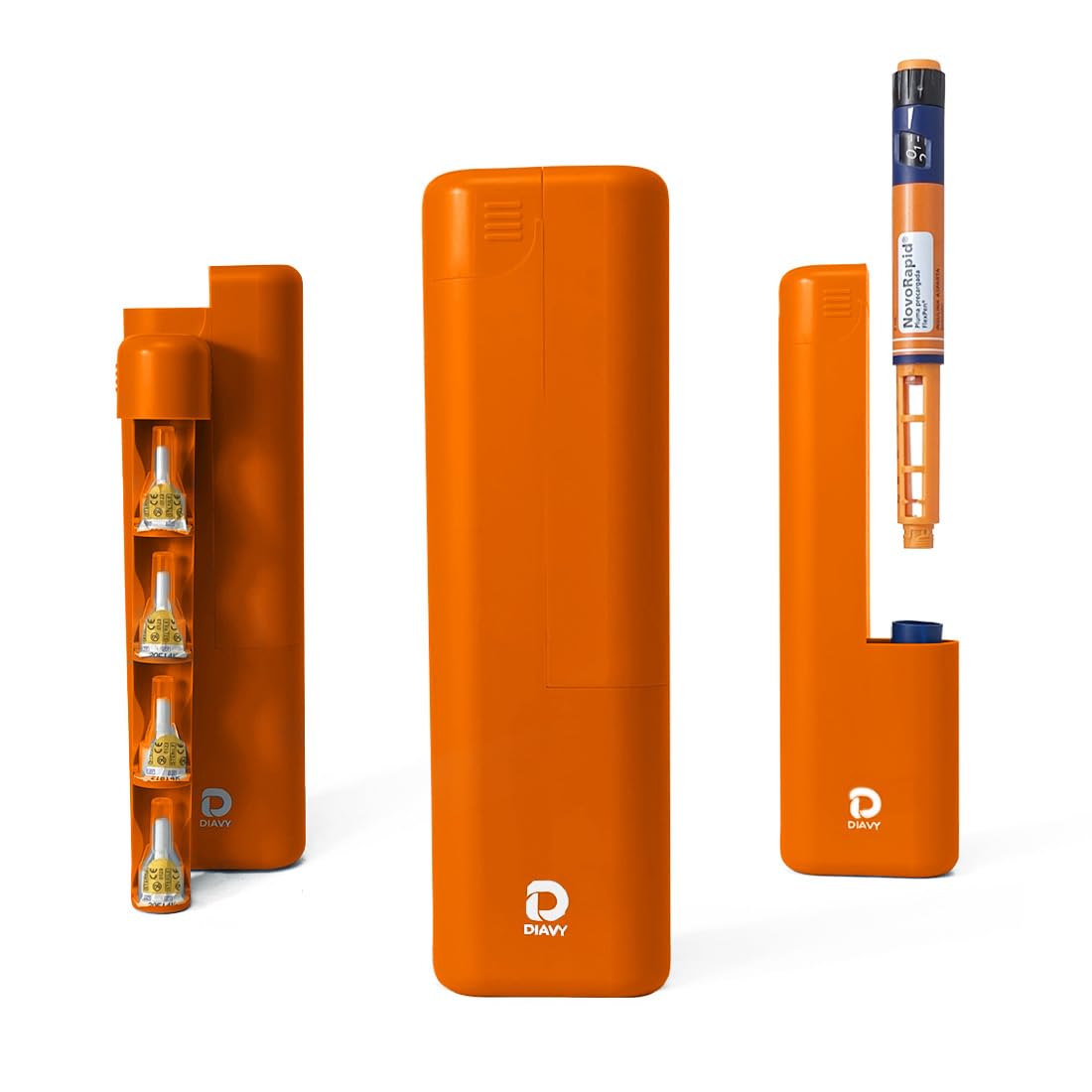 DIAVY Piccolo diabete viaggio insulina borsa da viaggio – robusta custodia per insulina da viaggio – borsa per aereo organizzata per siringhe Ozempic e Victoza (arancione)