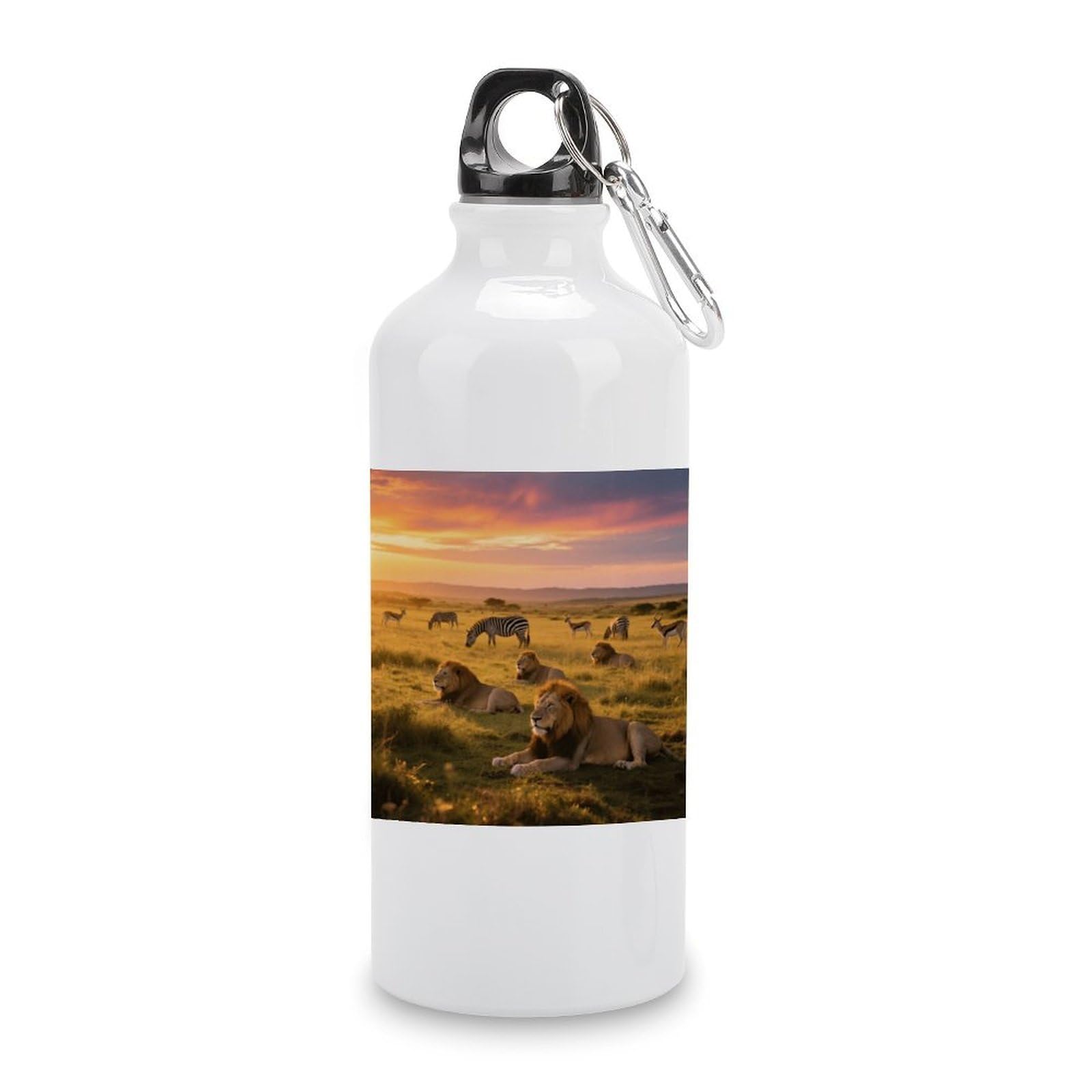 Fekiloot Style Grassland Animals At Dusk Aluminum Water Bottle Travel Tumbler Reusable Lightweight Outdoor Sports Water Bottles For Gym Sports Camping Hiking Fishing600ml