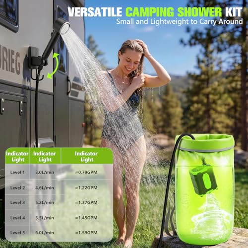 Ducha portátil para camping 2026 con bomba y bolsa, batería de 10000mAh miniatura 3