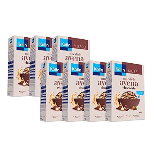 Kölln - Muesli De Avena Con Chocolate Y Avellanas, Cereales Integrales Con Chocolate, Copos Finos, Alto Contenido De Fibra - Pack De 7 X 500 G