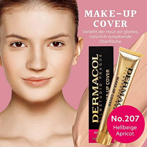Dermacol Make-up Cover – stark deckende, wasserfeste Foundation mit LSF 30, Hellbeige-Aprikose 207, 30 g – Bild 4