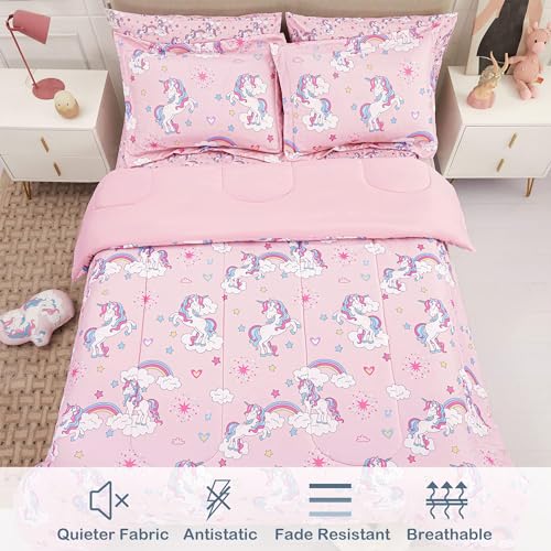 Mooreeke Jogo de cama com edredom infantil, tamanho casal, 8 peças em uma bolsa com fronhas, conjunt