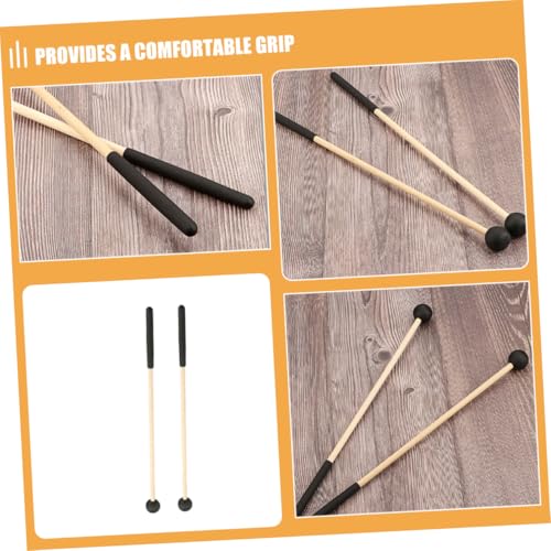 Vaguelly 2 piezas Baquetas con mango de madera y bola redonda para instrumentos de percusión, mazas para tambor de lengüeta, xilófono y batería, agarre cómodo para toque preciso miniatura 3