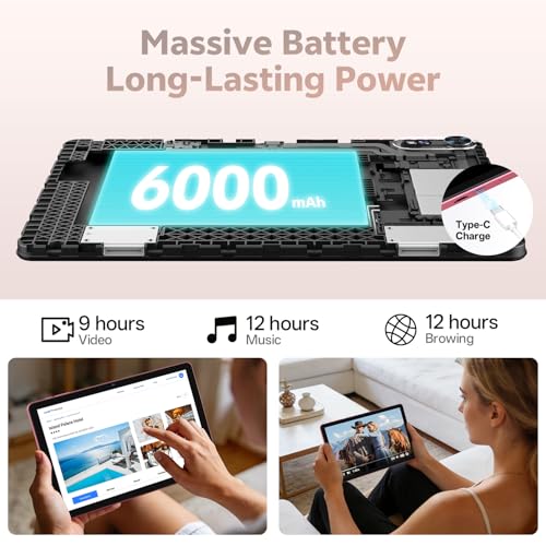 Image of Tablet 10 Inch, Android 16 Tablet with Keyboard, 16GB RAM + 32GB, Pink