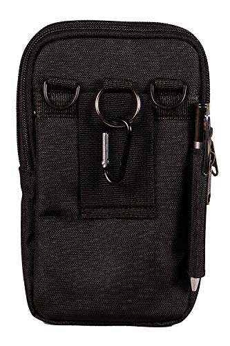 Image of Men's Nylon Traveler Sling or Mobile Pouch, Attach to The Waist Belt with 3 Zips and 3 Internal Pockets, Mini Carabiner