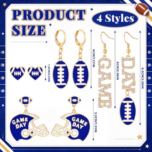 Image of Liliaafar 4 Pairs Game Day Football Earrings for Women