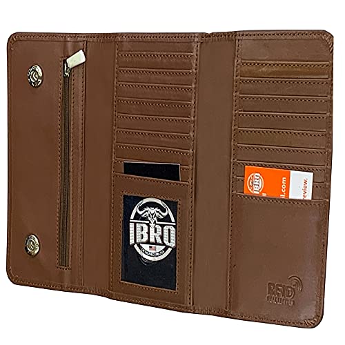 Image of IBRO Long Bifold RFID Blocking Motorcycle Chain Wallet for Men